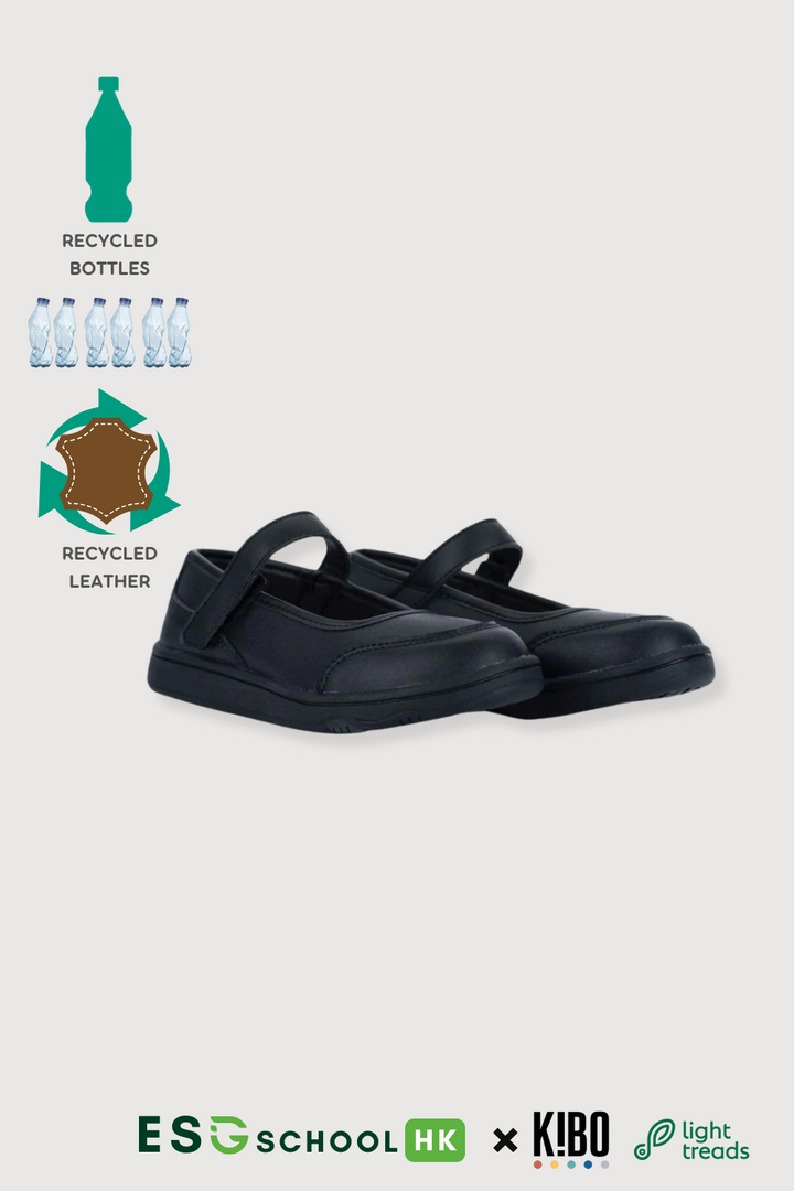 <b>KIBO ‧ Light Treads</b> Girl's Recycled Leather Uniform Shoes - MARY-JANE (BTS-MJ-BLK)