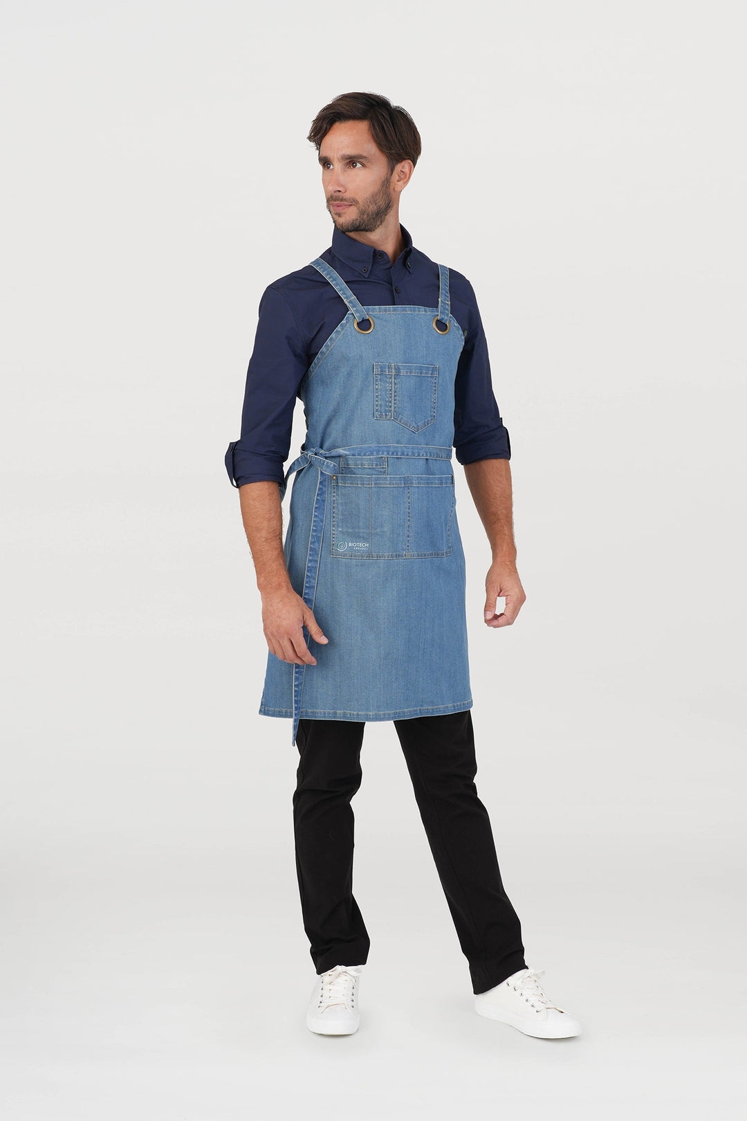 <b>BioNTex™</b> Unisex Cross-back Denim Bib Apron